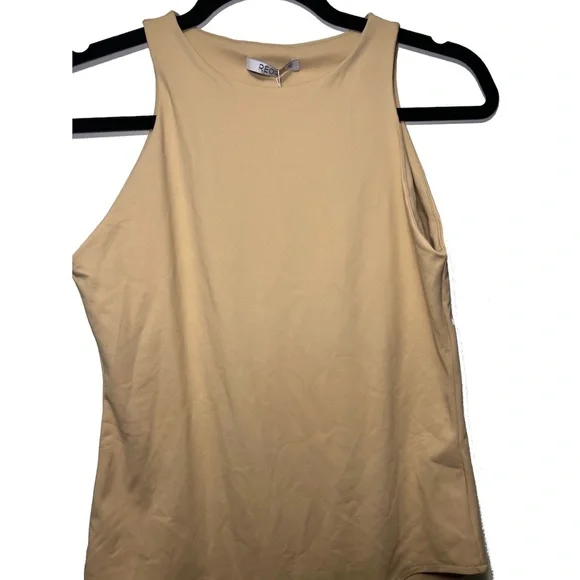 NWT Women's Nude Sleeveless Halter Nec Tank Racerback Bodysuit - Size M - Picture 3 of 6